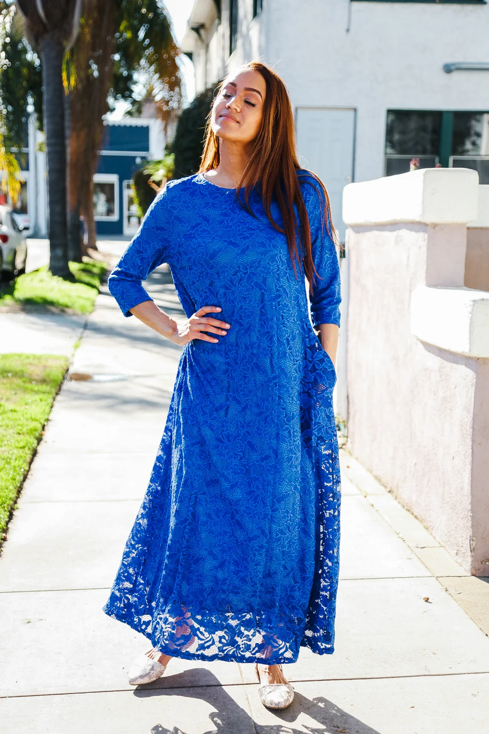 Plus Royal Crochet Lined Pocketed Maxi Dress - Image 4