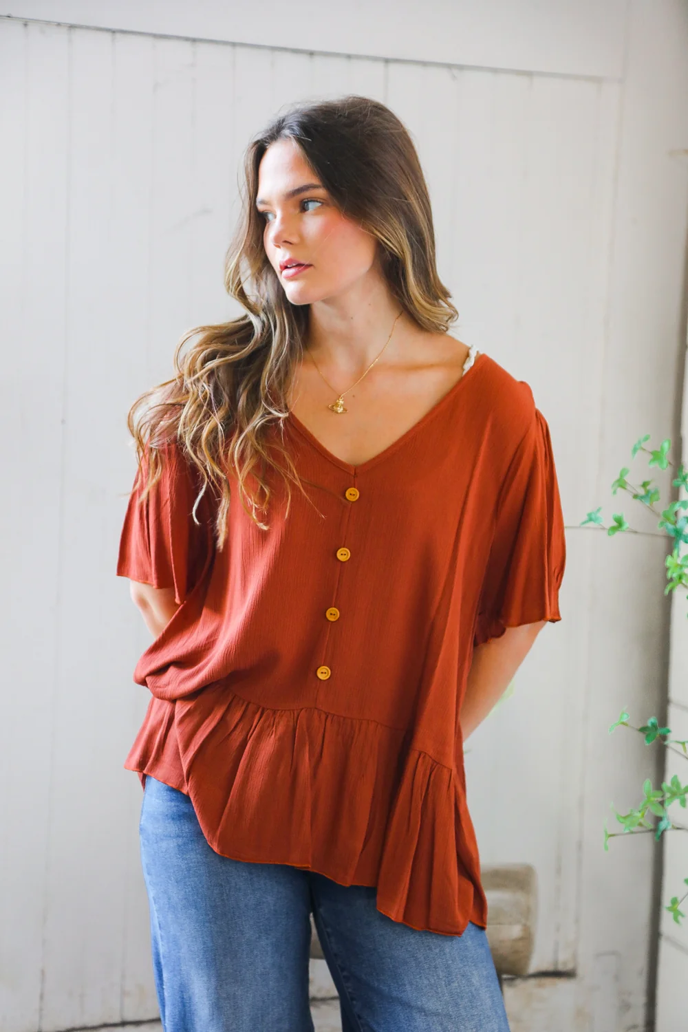 Plus Rust Button Top - Image 2