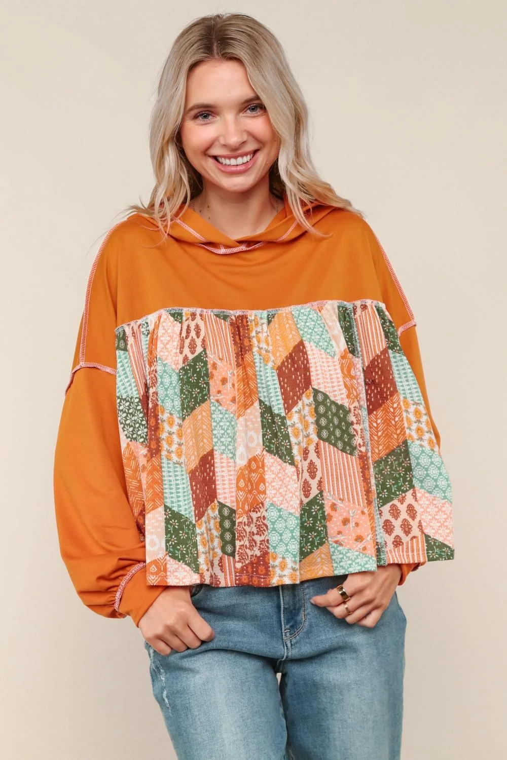 Plus Rust Hoodie Oversized Thermal Pullover (5pc) - Image 6