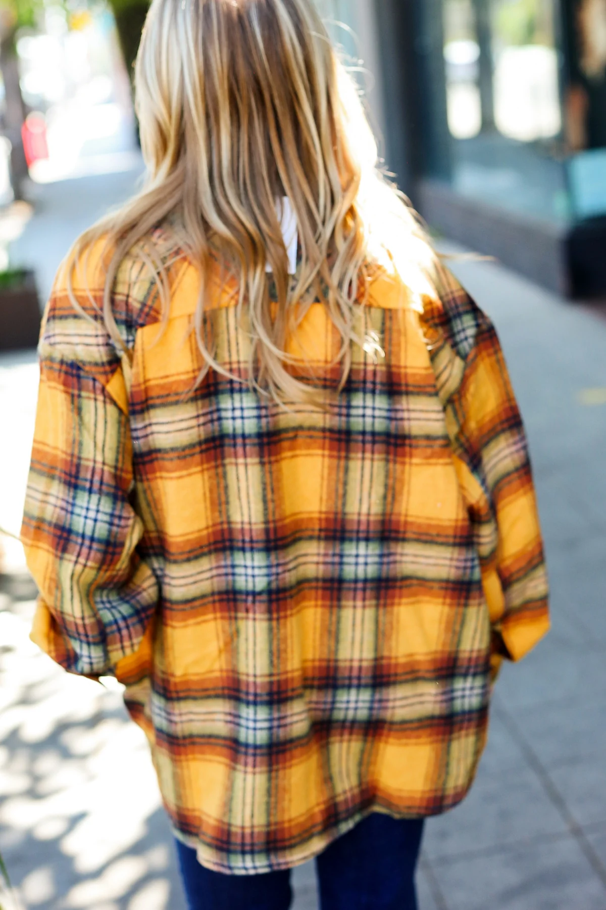 Plus Rust & Orange Thick Plaid Shacket - Image 3