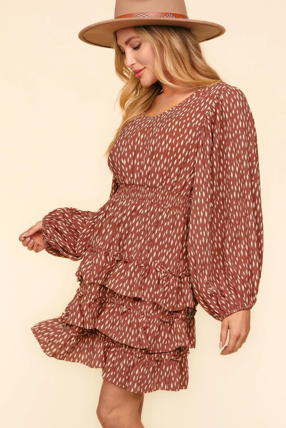 Smocked Waist Leopard Print Woven Dress - Image 6