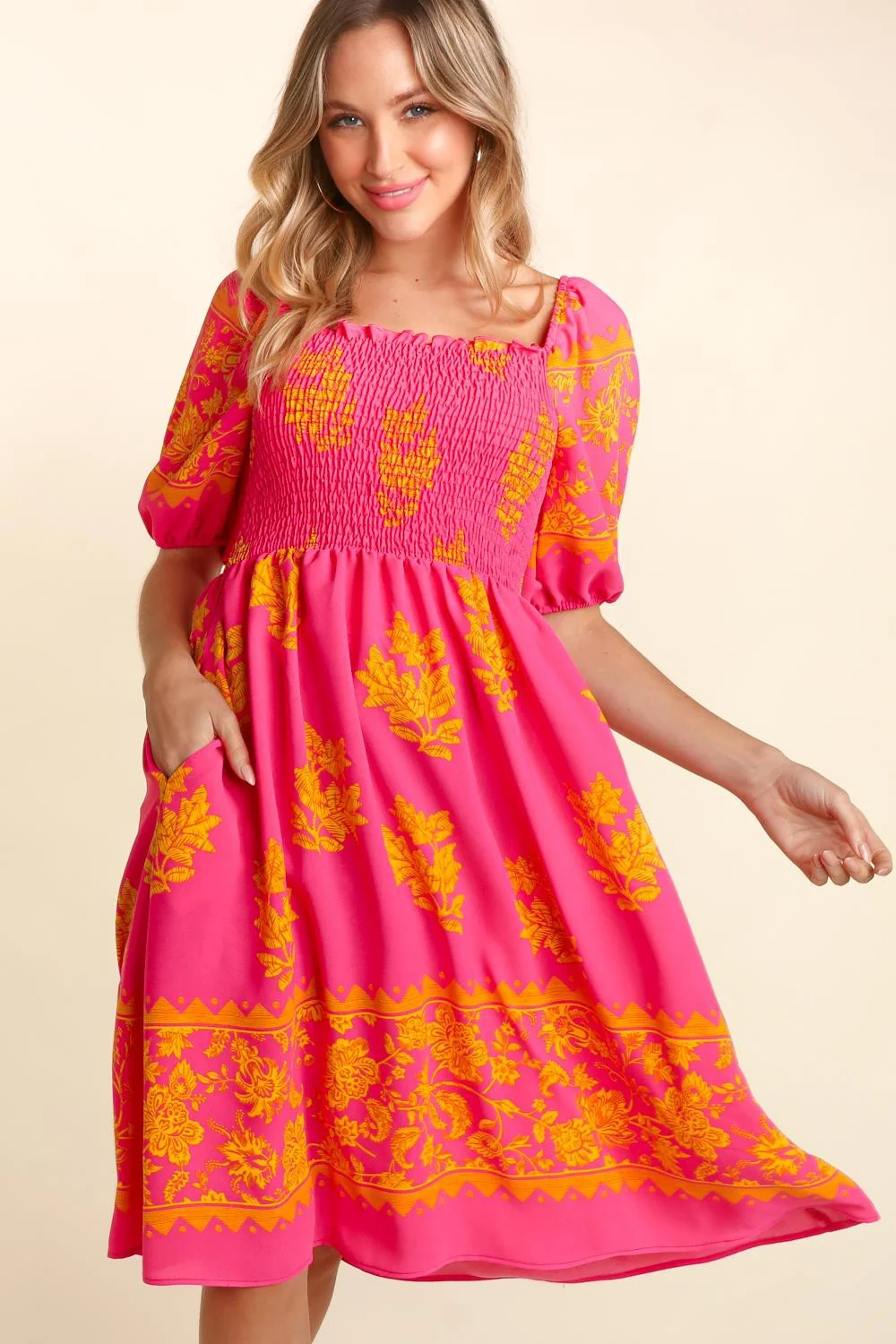 PLUS SMOCKING ELBOW BUBBLE PUFF SLEEVE WITH POCKET - Image 8