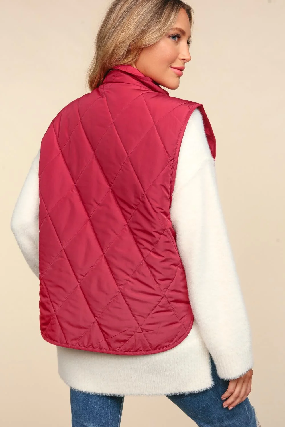 PLUS SNAP BUTTON DOWN QUILTED PUFFER VEST JACKET - Image 11