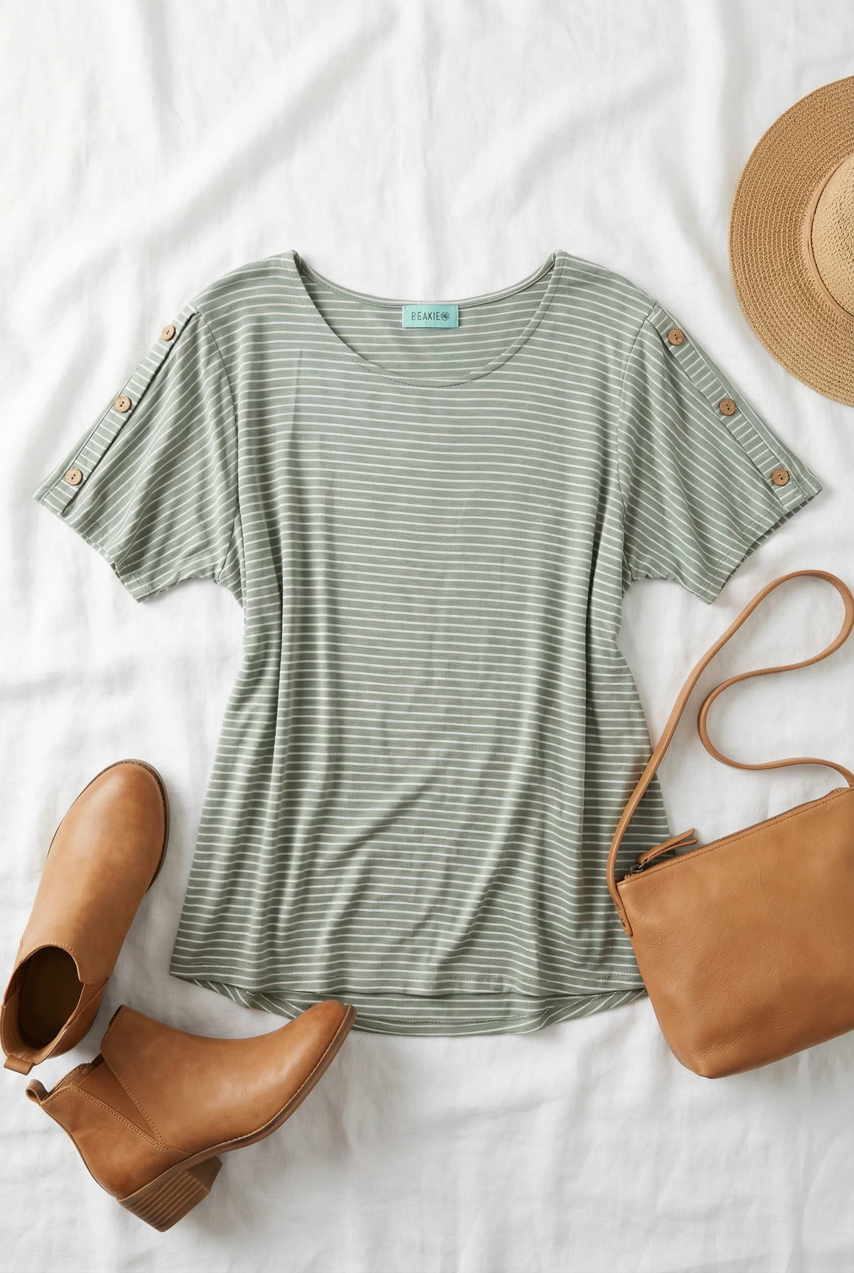 Plus Stripe Button Top