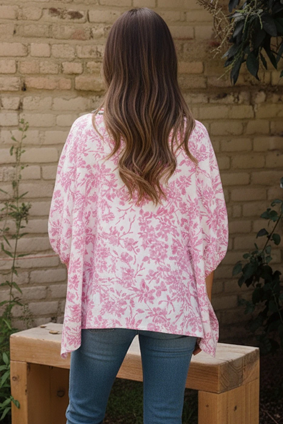 TAPED COLLAR NOTCH NECK FLORAL WOVEN TOP - Image 2
