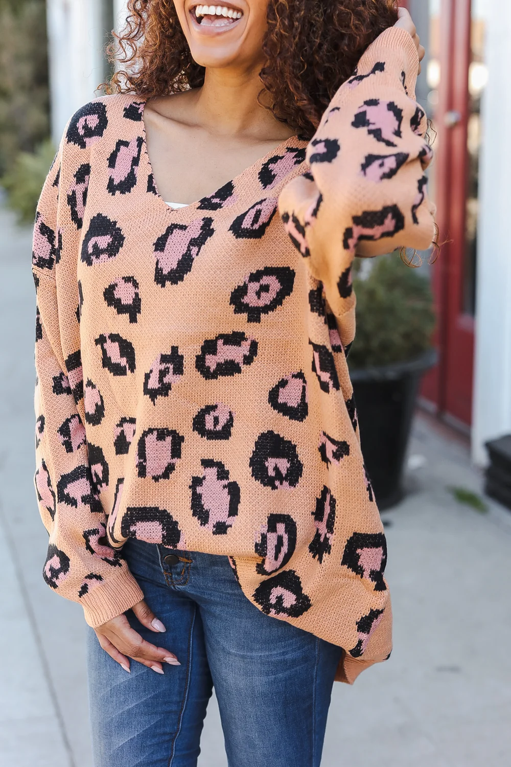 Plus Taupe Animal Sweater - Image 5
