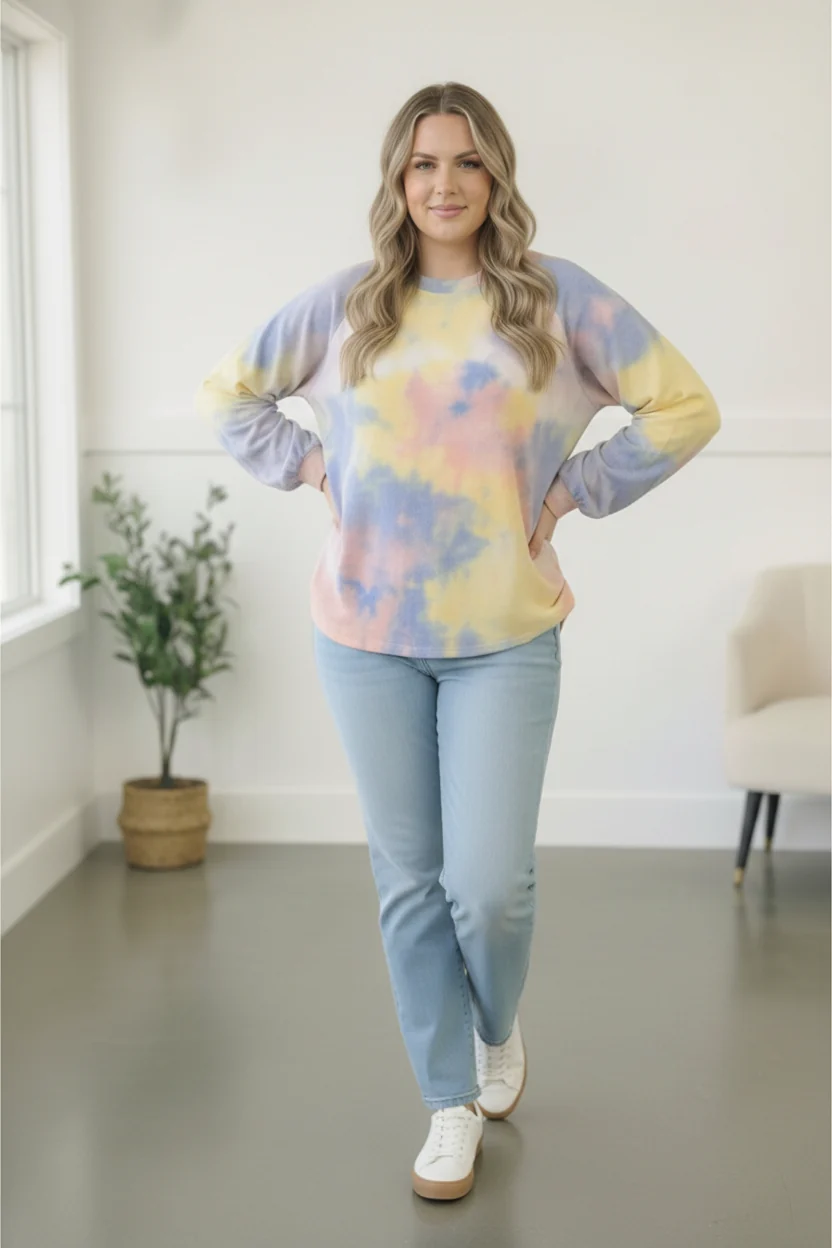 Plus Tie Dye Henley Sweater - Image 3