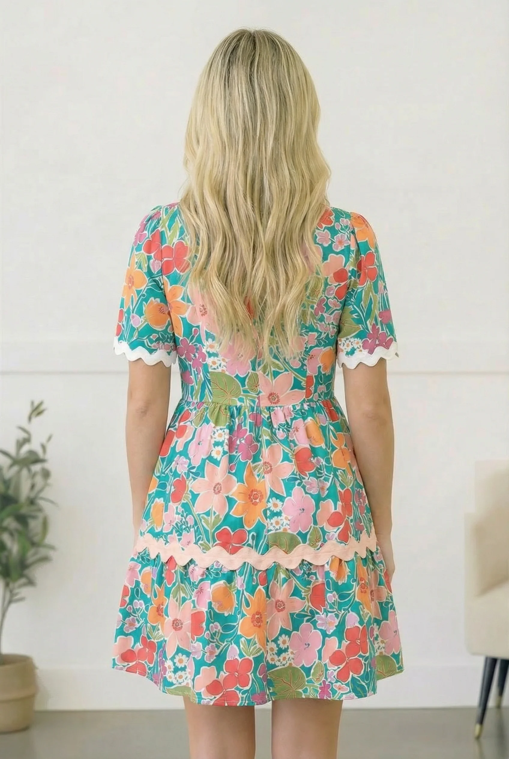 PLUS TIERED BABYDOLL FLORAL PRINT SPRING WOVEN DRESS - Image 3