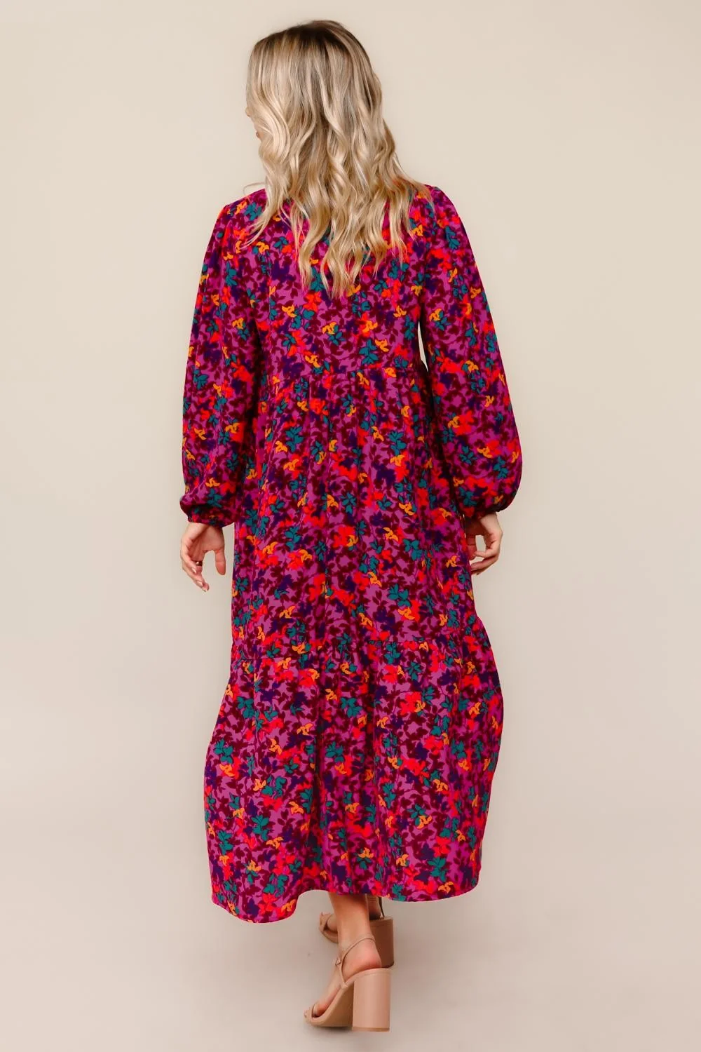 PLUS TIERED LOOSE FIT FLORAL WOVEN MAXI DRESS - Image 3
