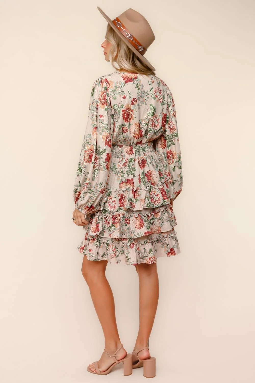 TIERED RUFFLE KNEE LENGTH FLORAL WOVEN DRESS - Image 6