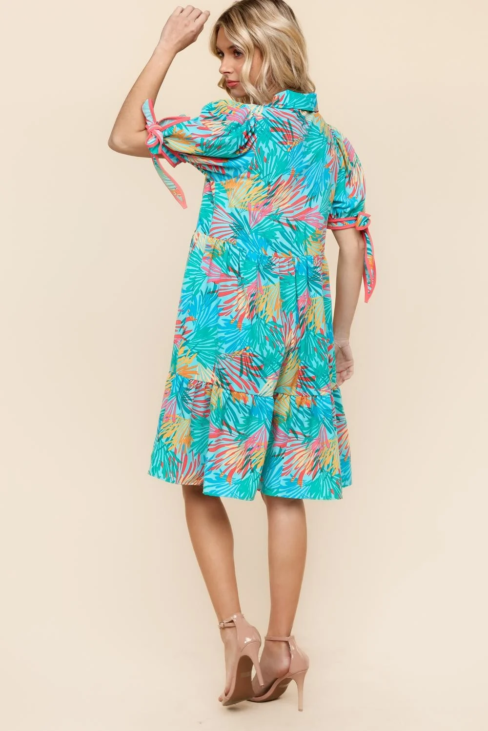 PLUS TROPICAL PRINT WOVEN DRESS W/ SIDE POCKETS - Image 7
