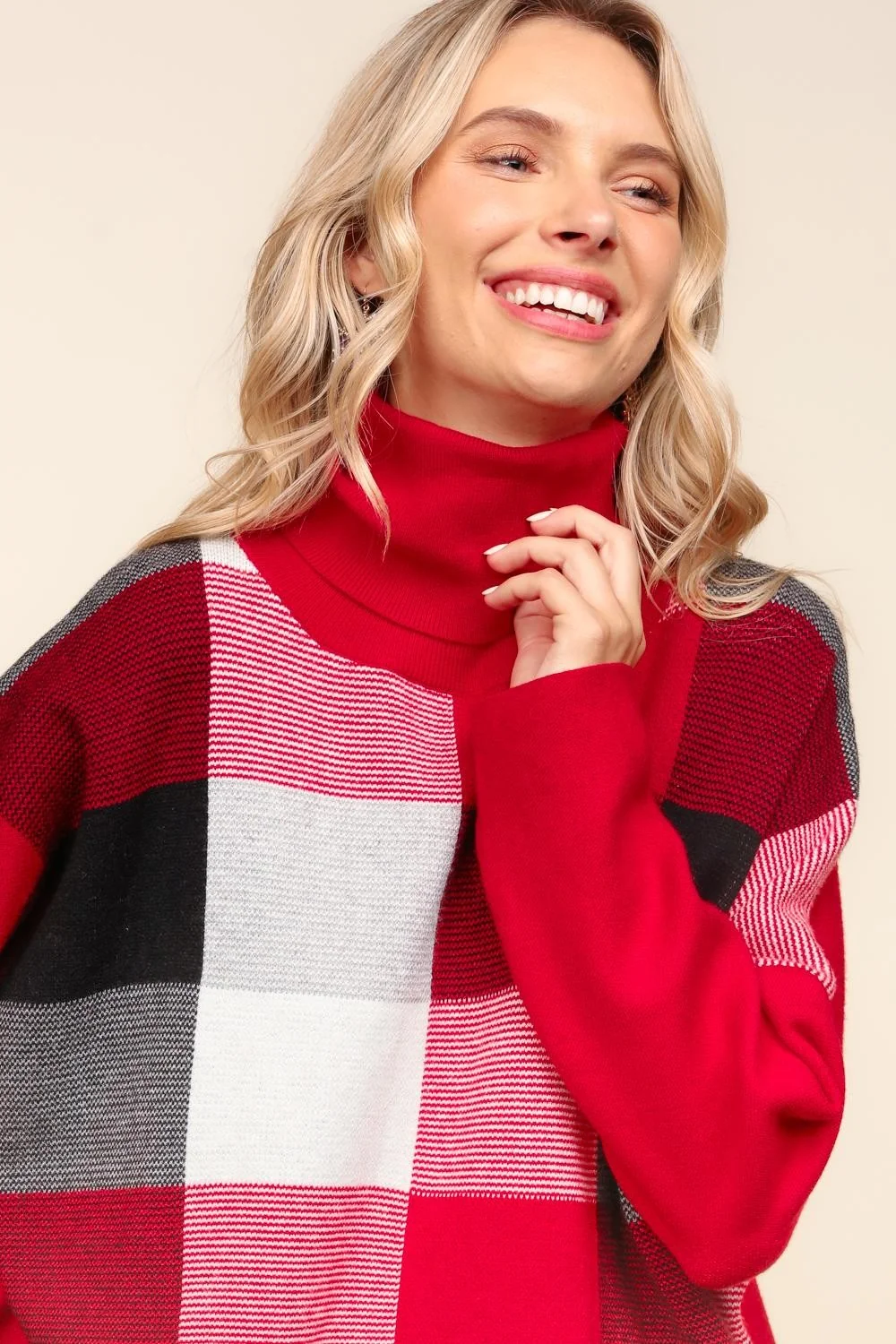 PLUS TURTLE NECK SWEATER KNIT TOP WITH SIDE HOLIDAY SLIT - Image 3