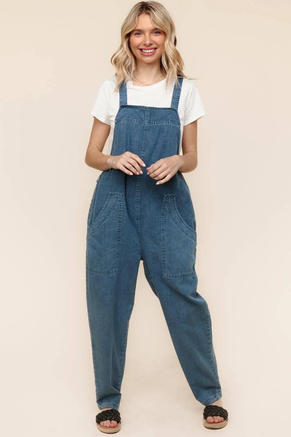 PLUS BAGGY WASHED DENIM WITH SIDE POCKETS AND BELT - Image 3