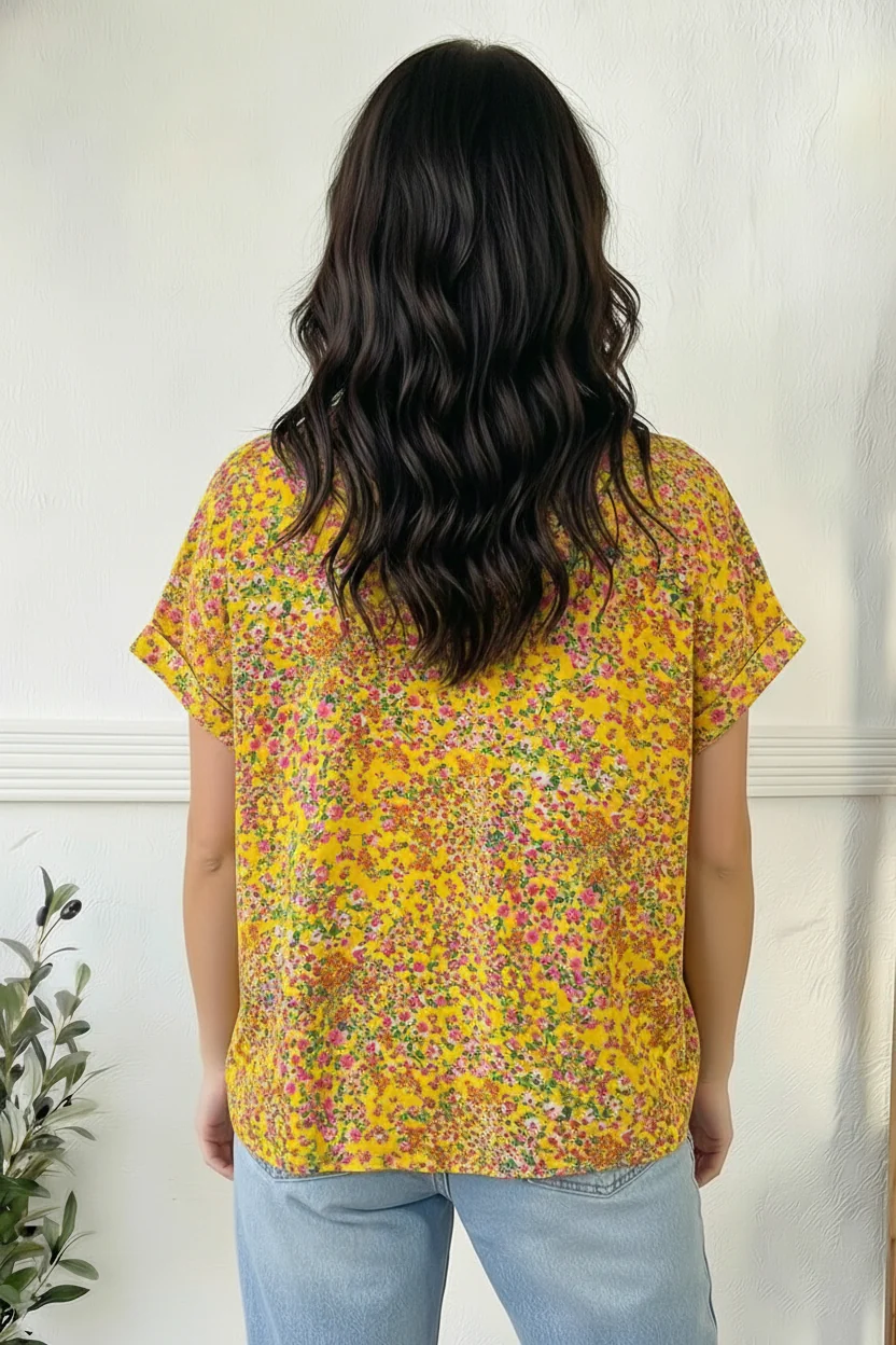 Plus Yellow Floral Woven Blouse - Image 5