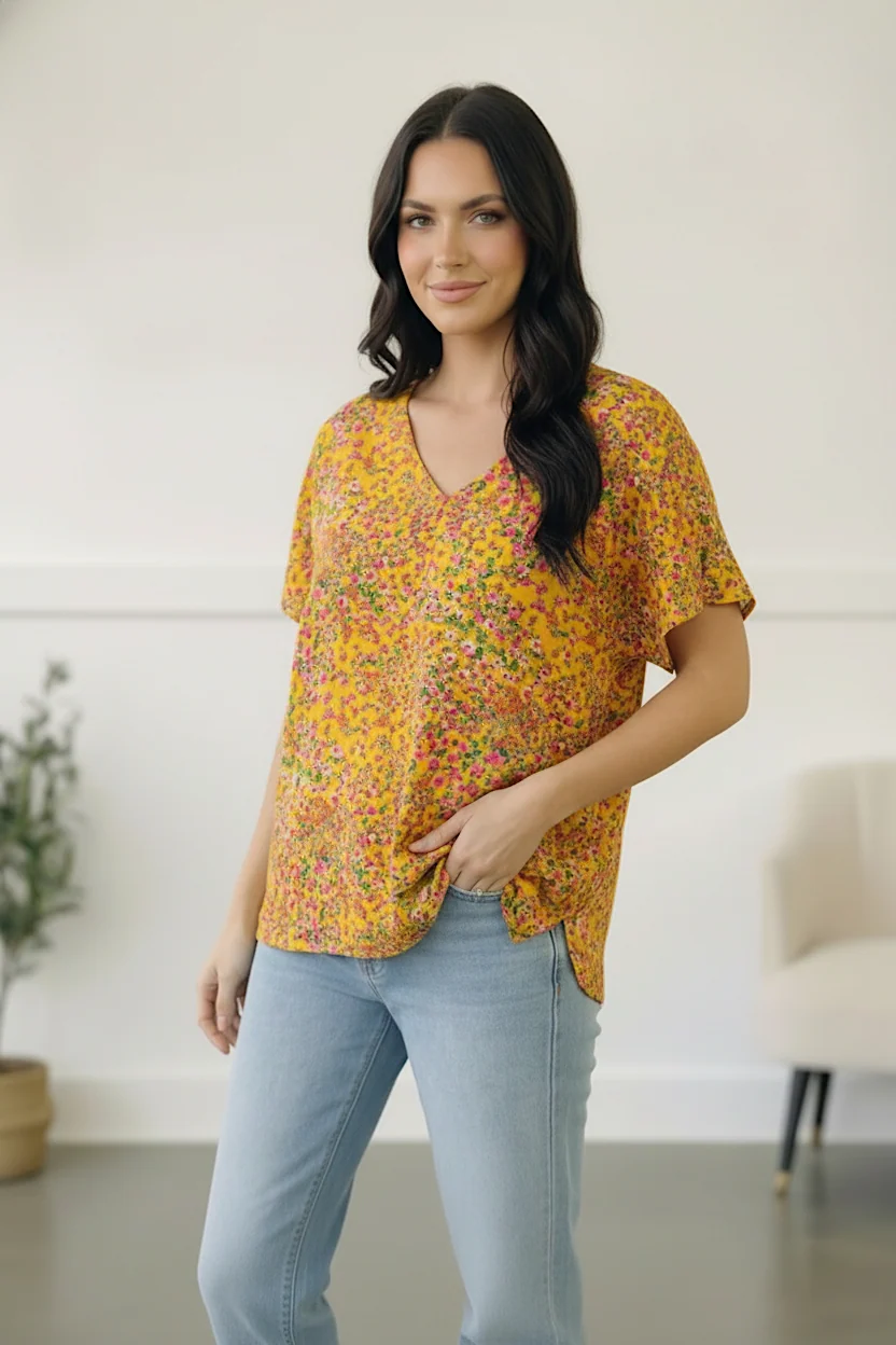 Plus Yellow Floral Woven Blouse - Image 7