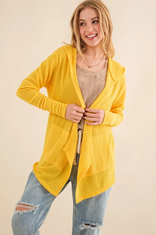 Plus Yellow Thermal Hoodie Casual Cardigan - Image 6
