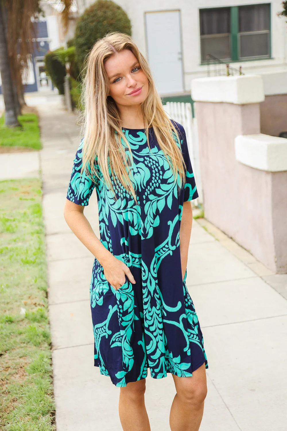 Pluss Navy Print Design Dress - Image 4