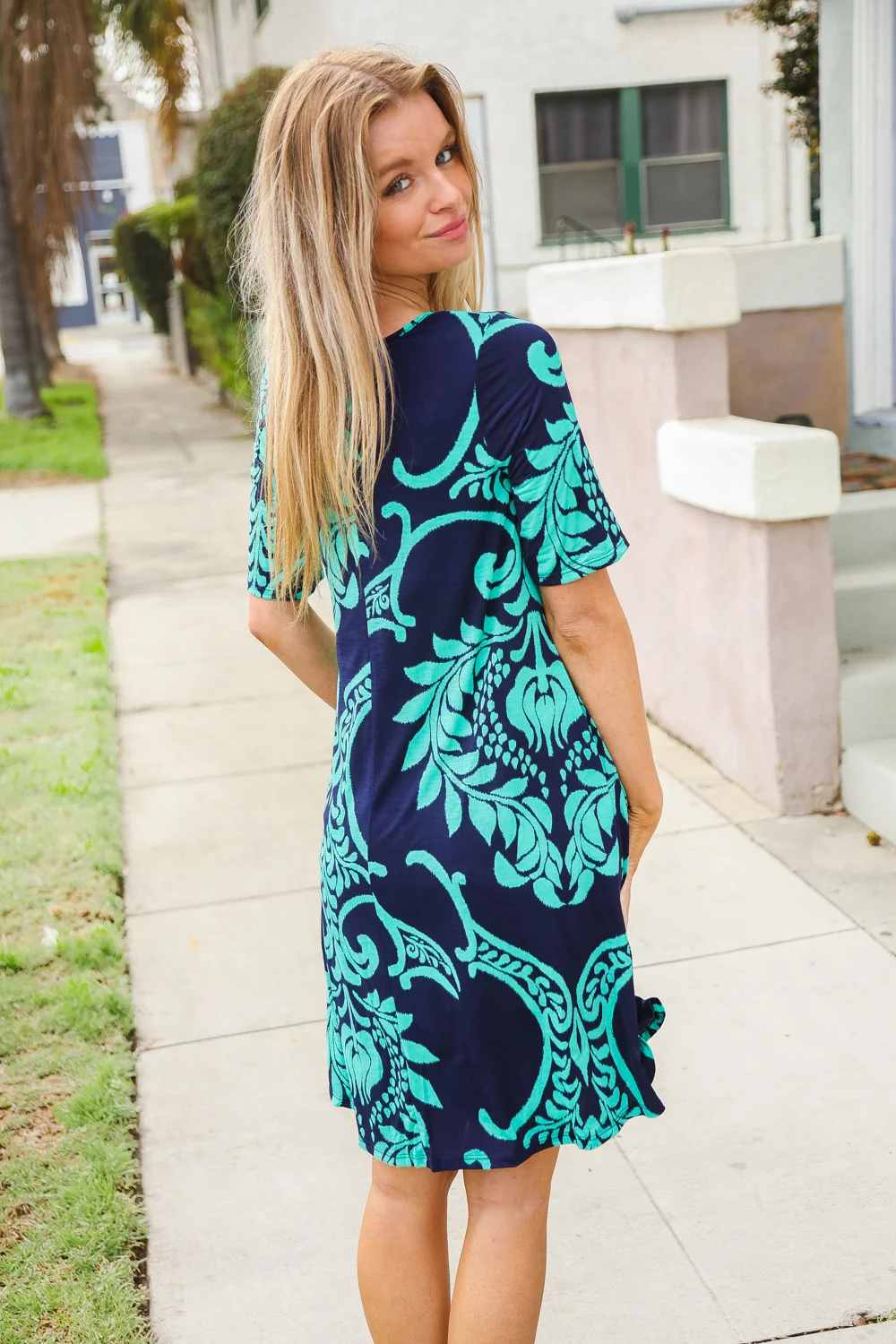 Pluss Navy Print Design Dress - Image 7