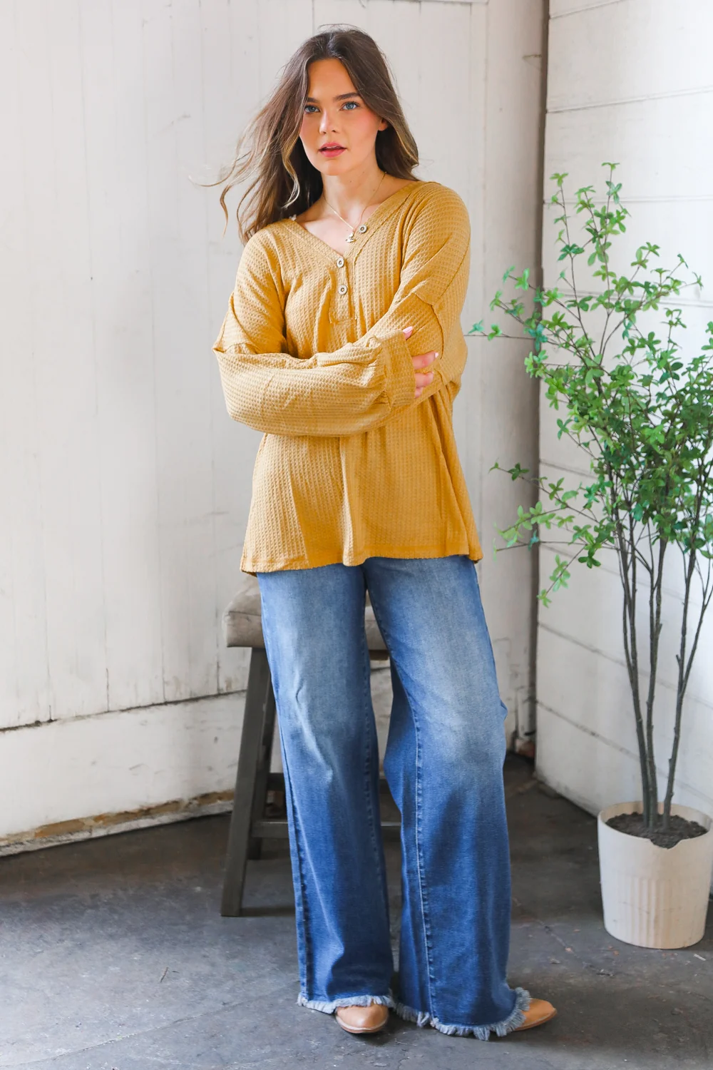Plus Mustard Thermal Top - Image 2