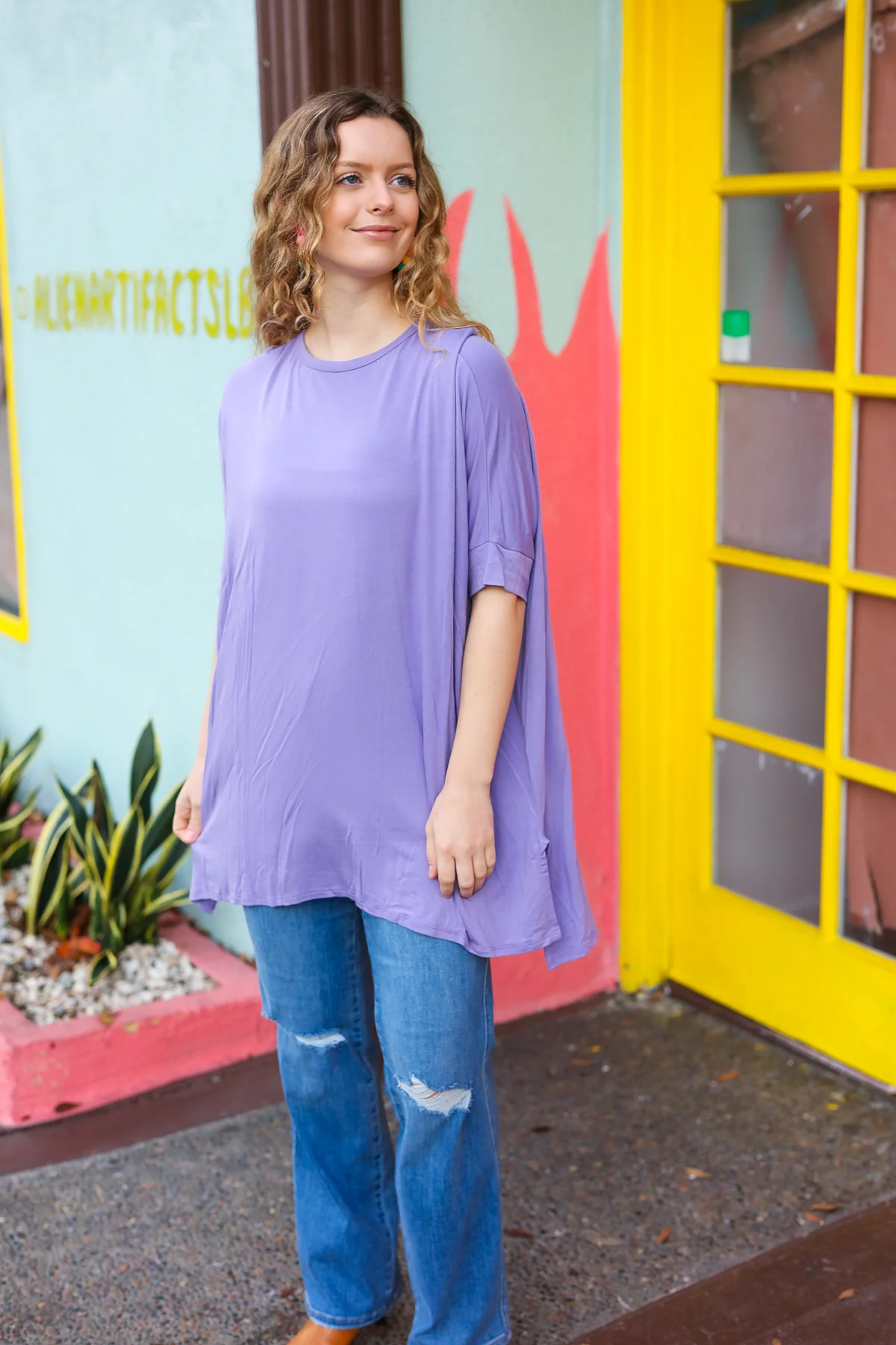 Purple Solid Dolman Top - Image 4