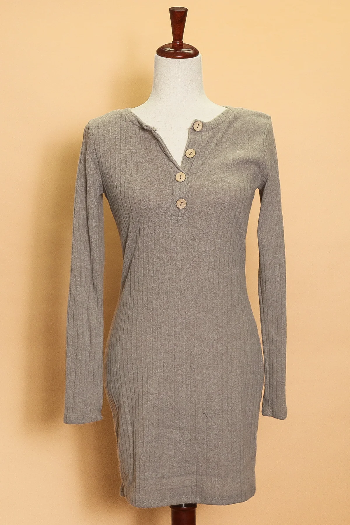 Ribbed Fitted Button Down Dress