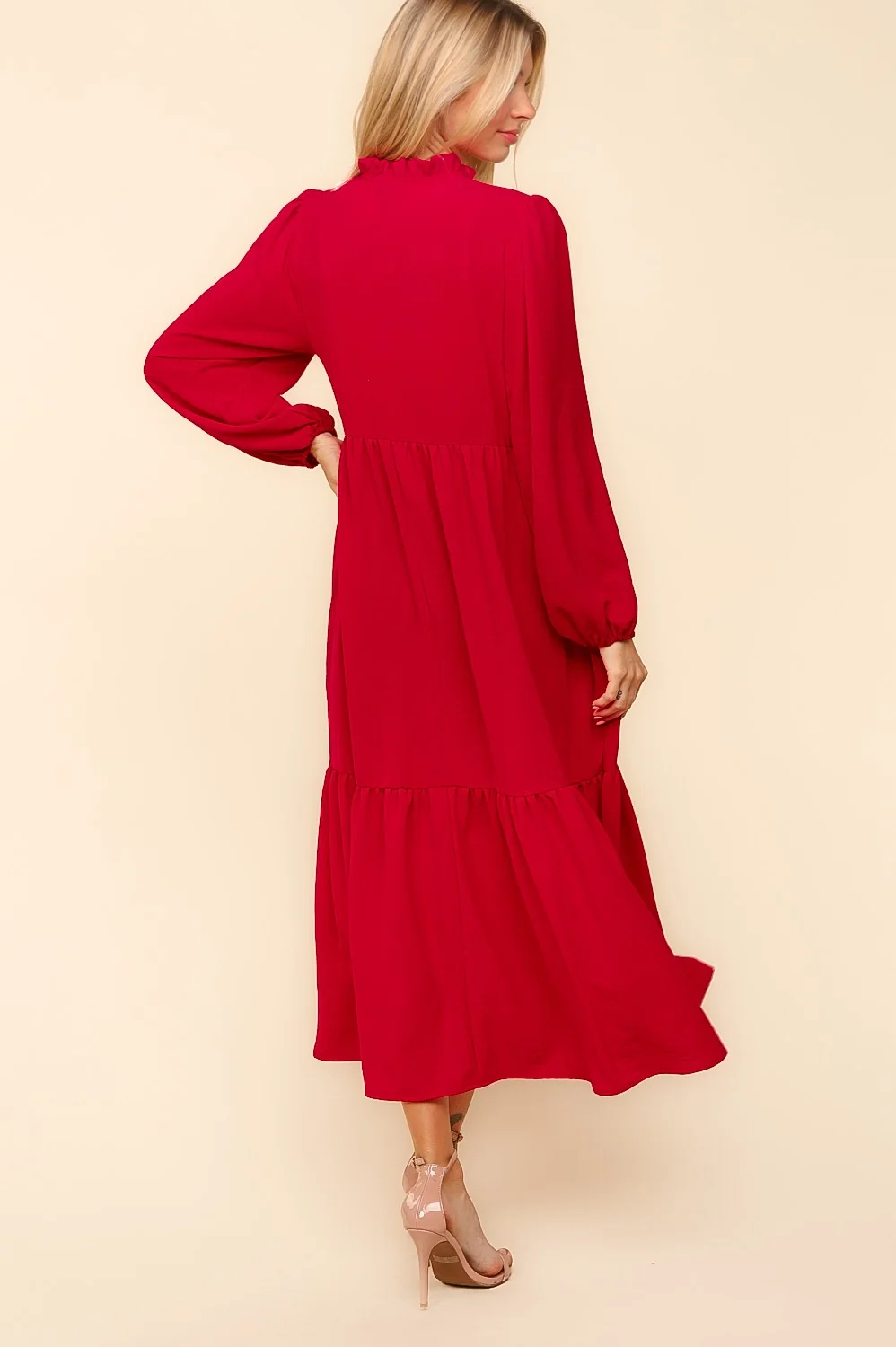 RIBBON BOW TIED WOVEN DRESS WITH SIDE POCKETS - Image 3