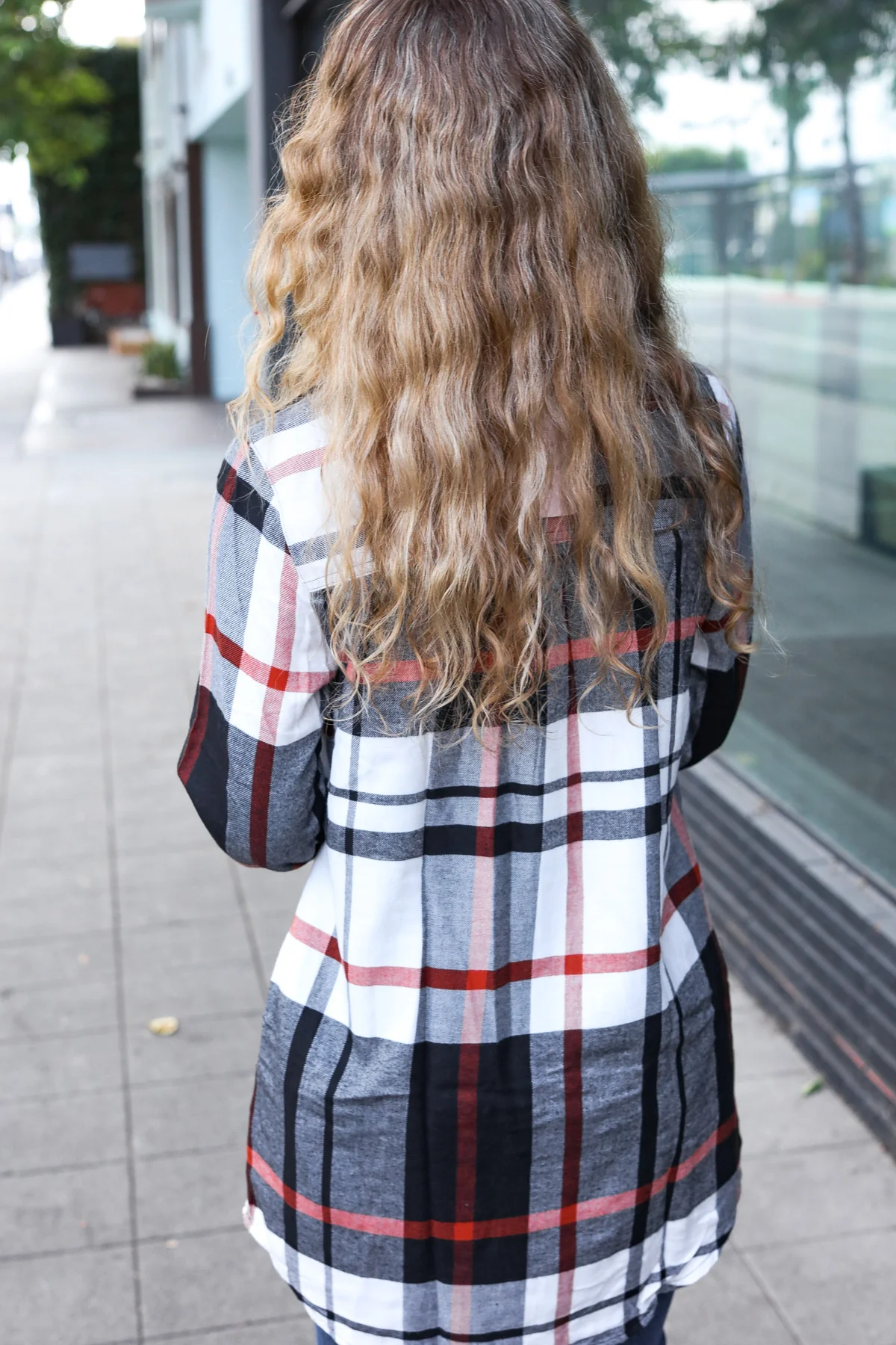 Rust & Black Plaid Pocketed Top - Image 6