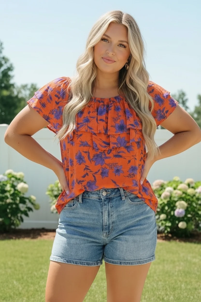 Rust Bloom Ruffle Top (Open Pack) - Image 8