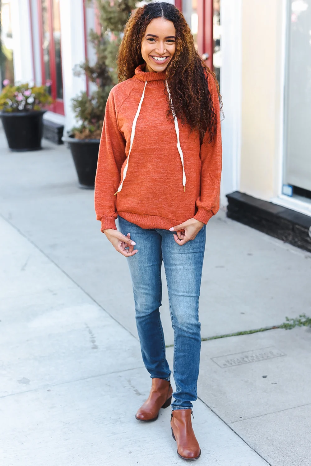 Rust Brushed Hacci Collared Sweater - Image 3