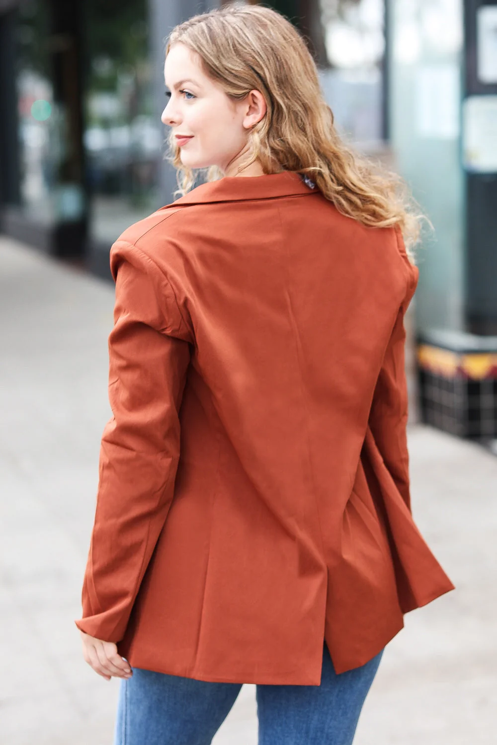 Going Up Rust Double Button Collar Lapel Blazer (Open Pack) - Image 11