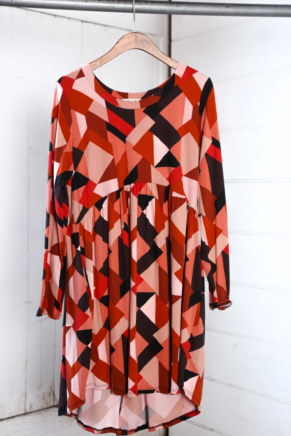 Rust Geo Print Dress