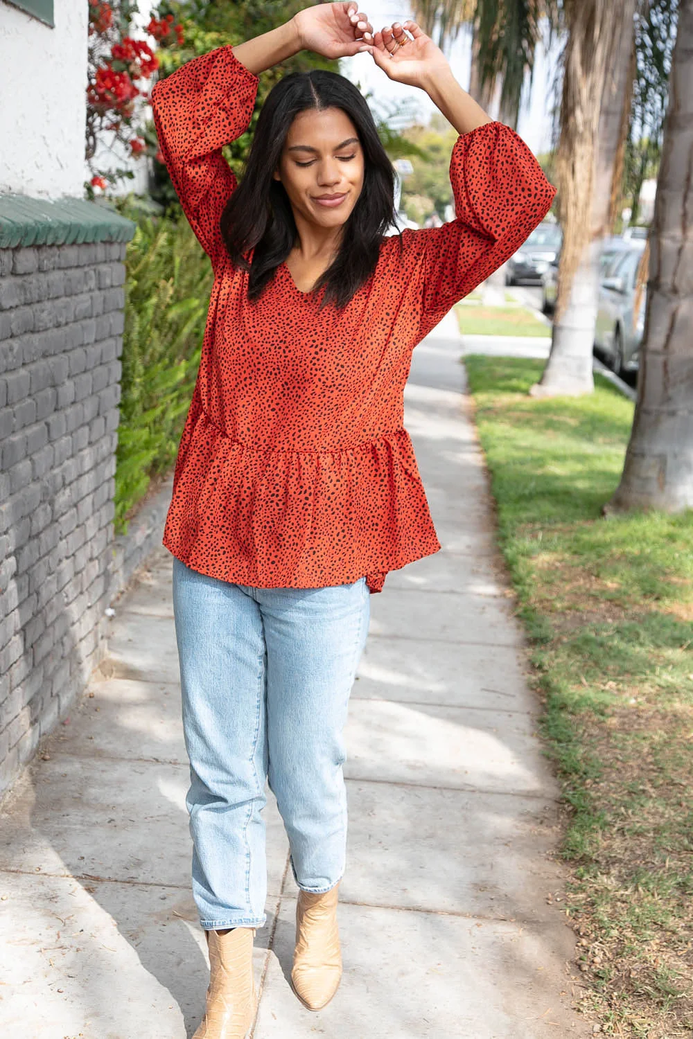 Rust Leopard Wool Dobby Woven Knit Top (Open Pack) - Image 4