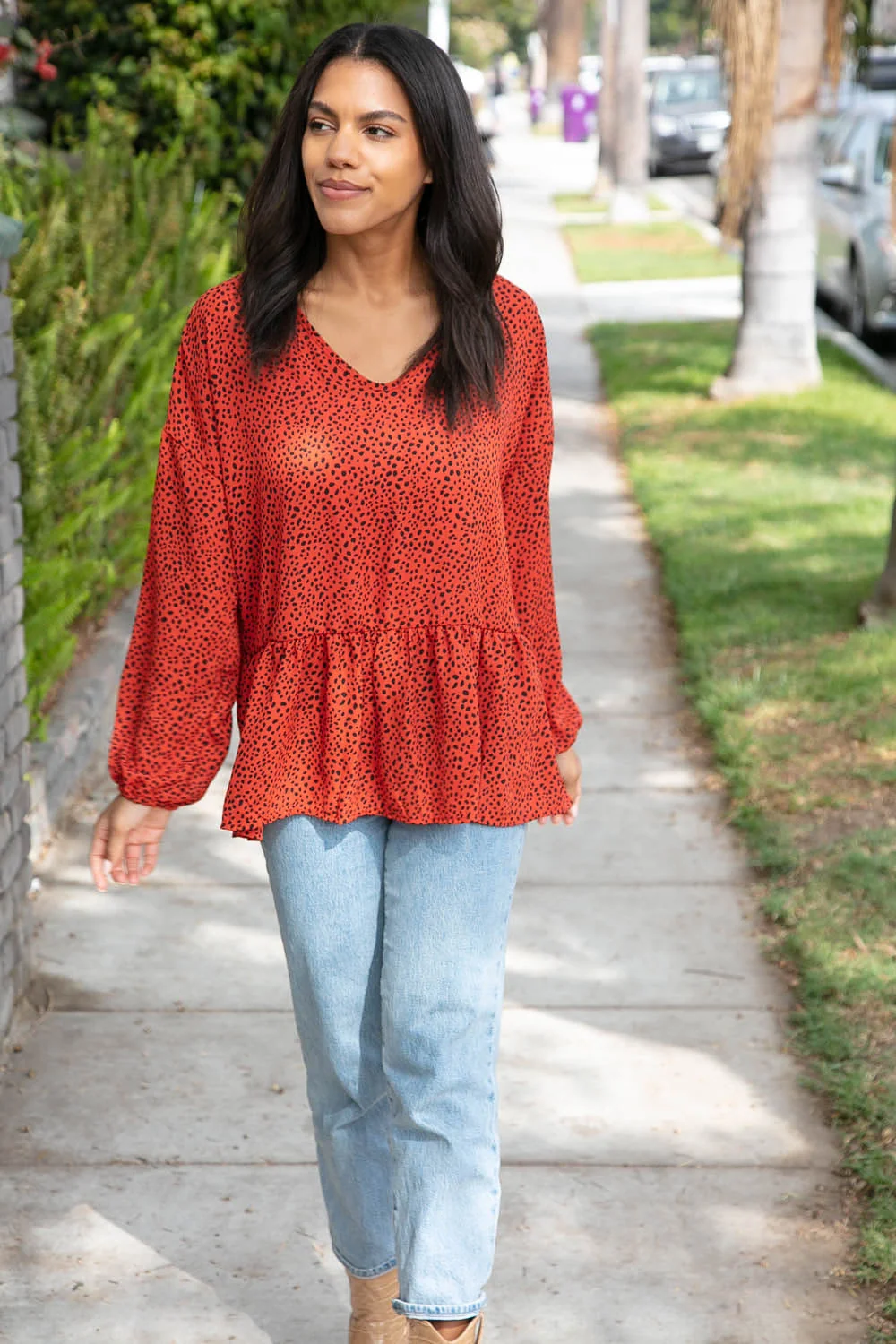 Rust Leopard Wool Dobby Woven Knit Top (Open Pack) - Image 6