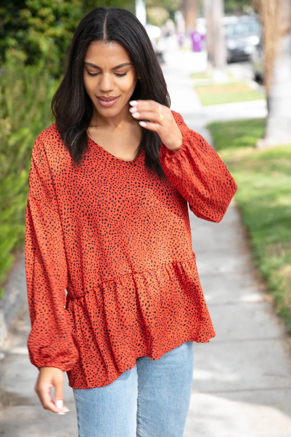 Rust Leopard Wool Dobby Woven Knit Top (Open Pack) - Image 7
