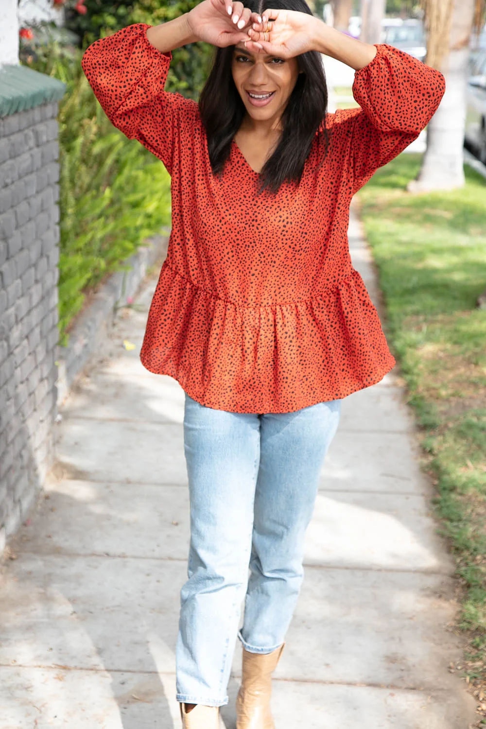 Rust Leopard Wool Dobby Woven Knit Top (Open Pack) - Image 8