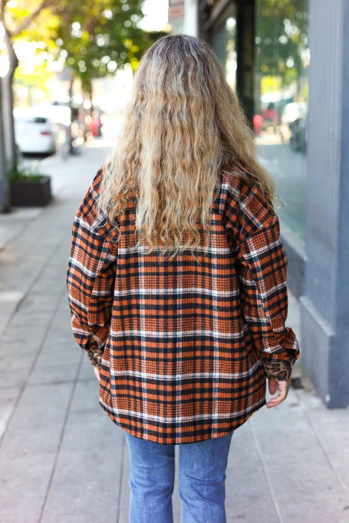 Put Together Rust Plaid & Animal Print Button Down Jacket (Open Pack) - Image 6