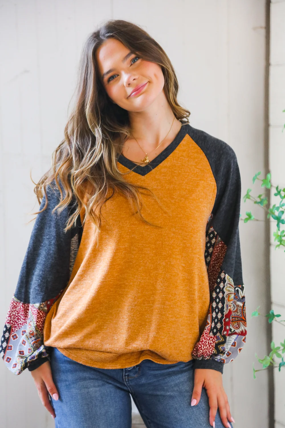 Rust Print Sleeve Design Top (4pc) - Image 2