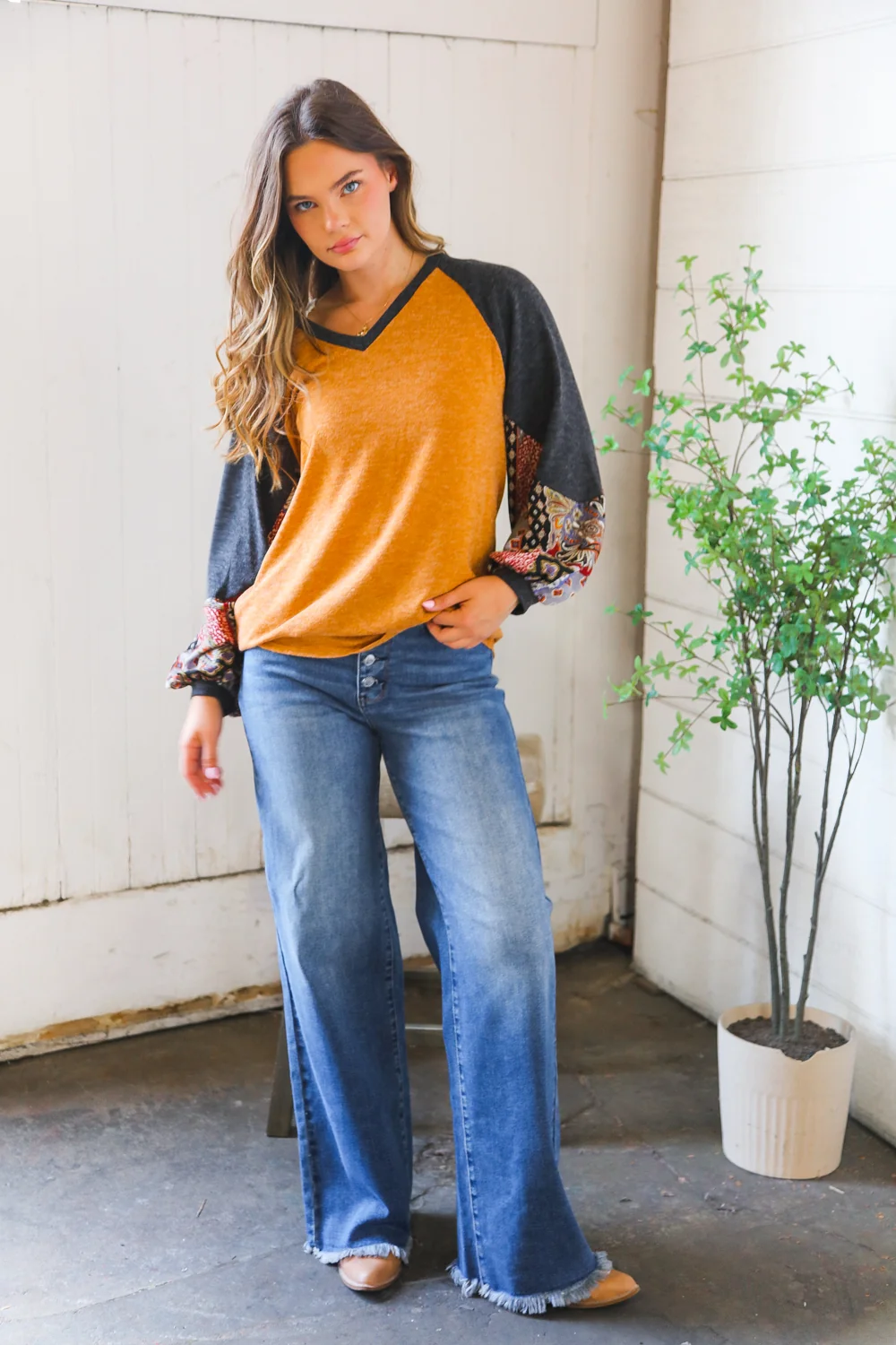 Rust Print Sleeve Design Top (4pc) - Image 3