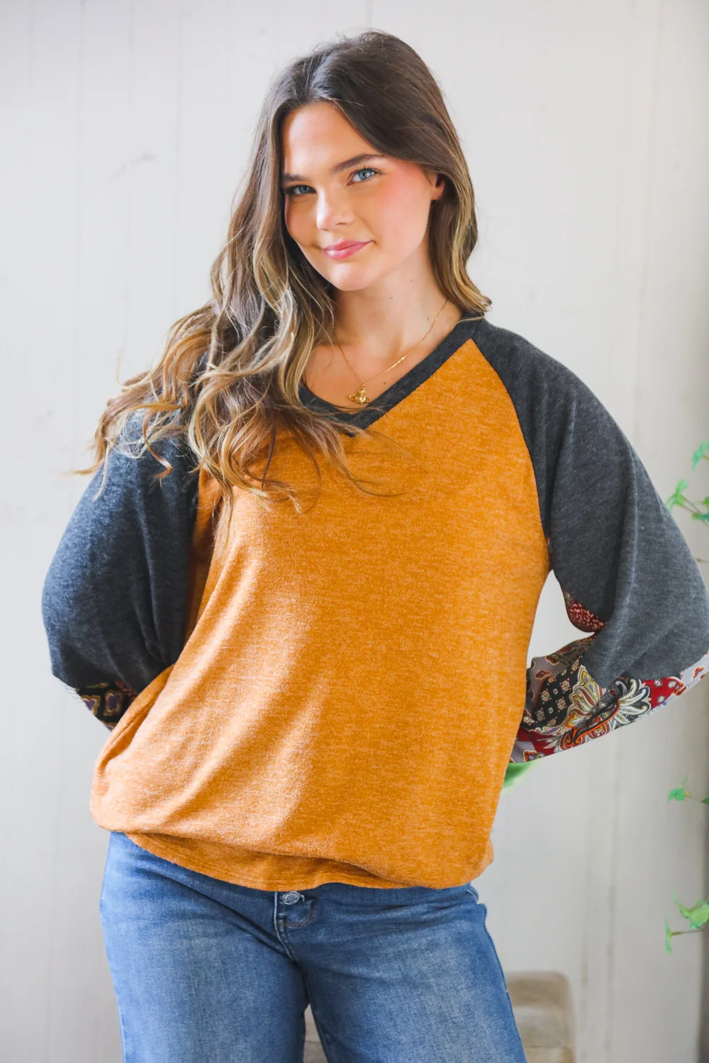 Rust Print Sleeve Design Top (4pc) - Image 5