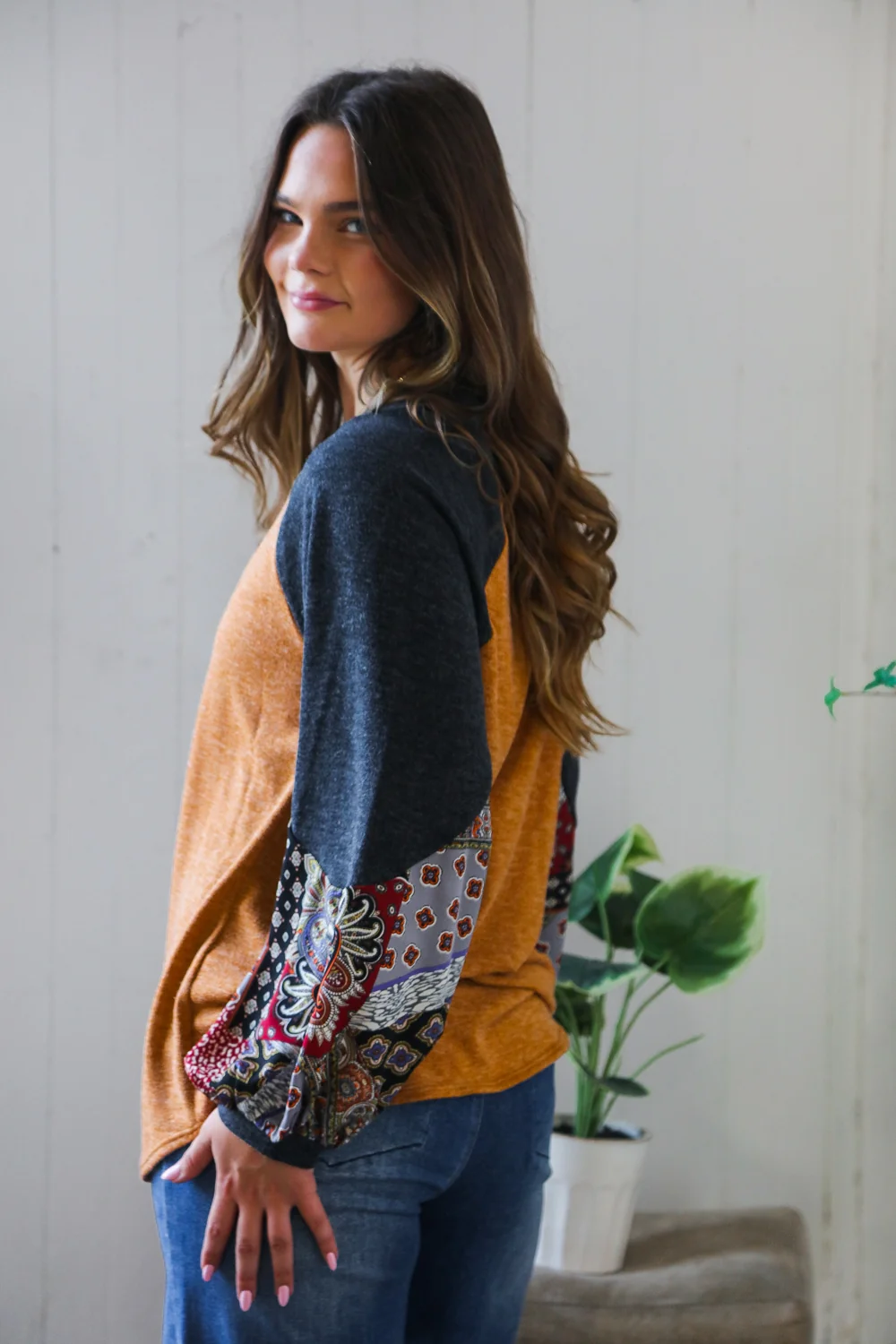 Rust Print Sleeve Design Top (4pc) - Image 7