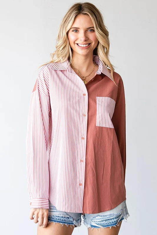 Rust Stripe Vertical Blouse