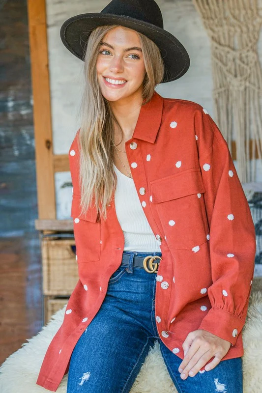 Rust Textured Dotted Shacket - Image 4