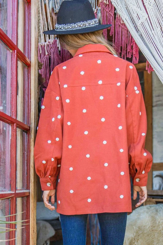 Rust Textured Dotted Shacket - Image 7