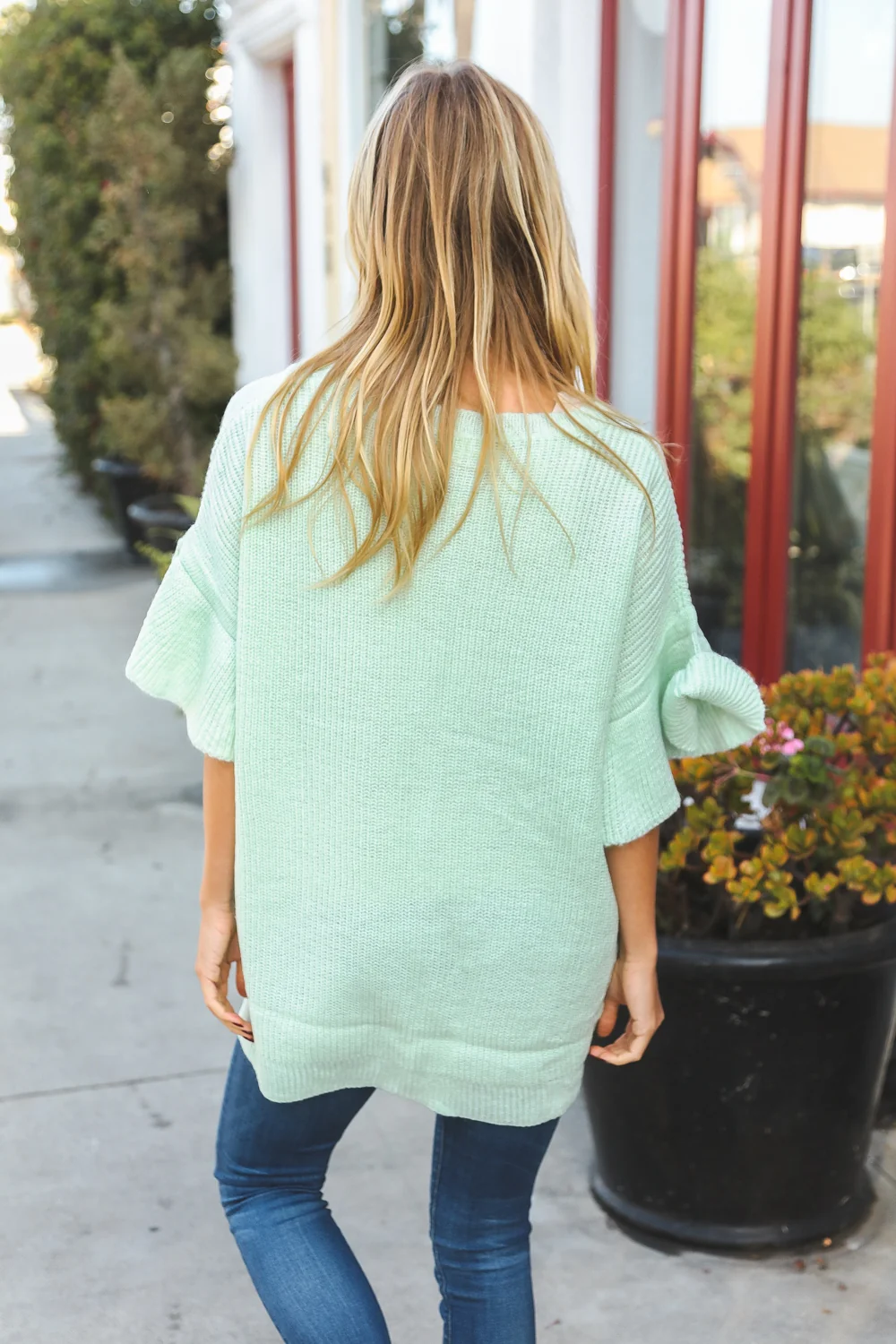 Sage Knit Bell Sleeve Sweater - Image 4
