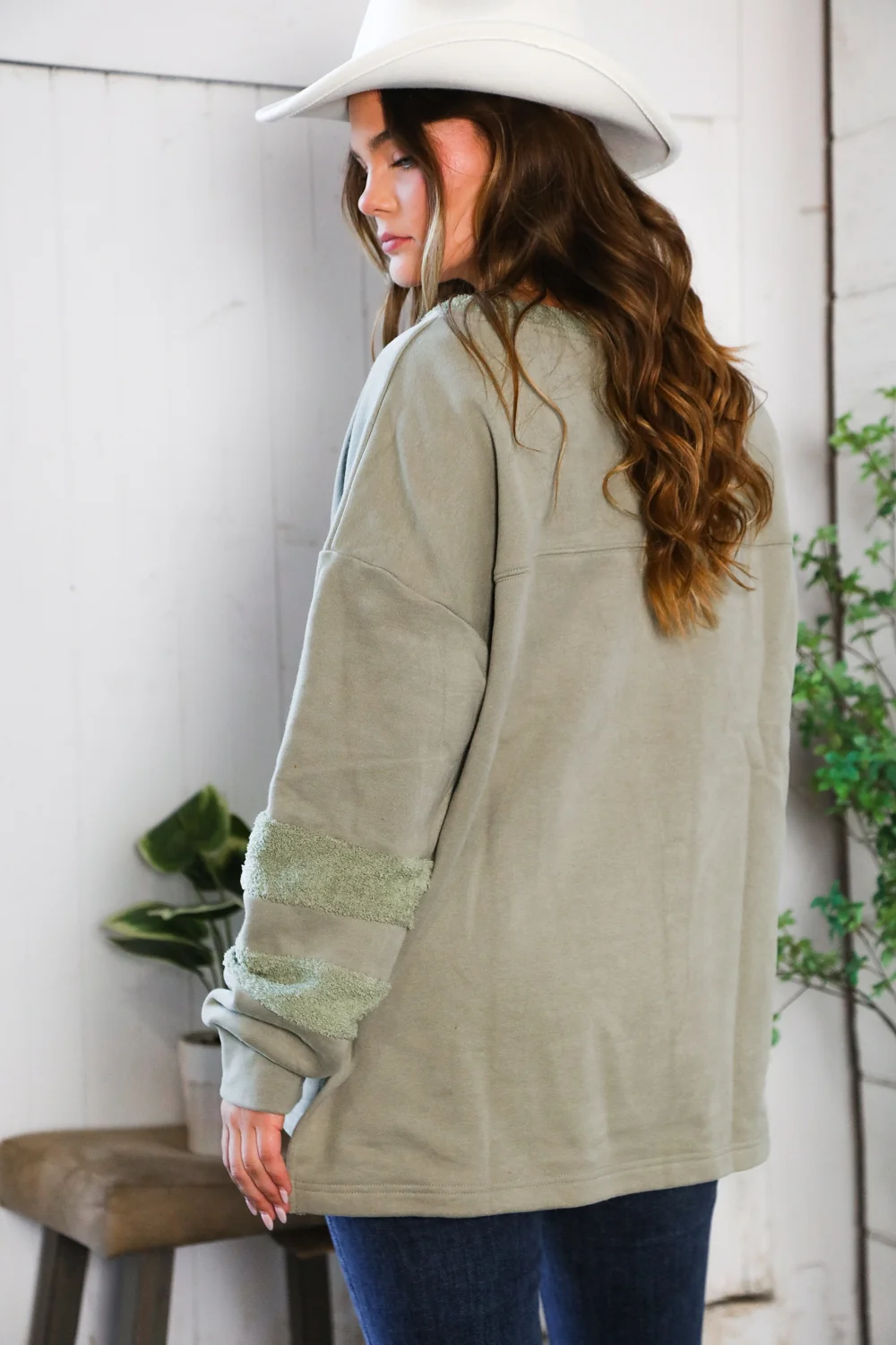 Sage Thick Mix Material Sweater - Image 12