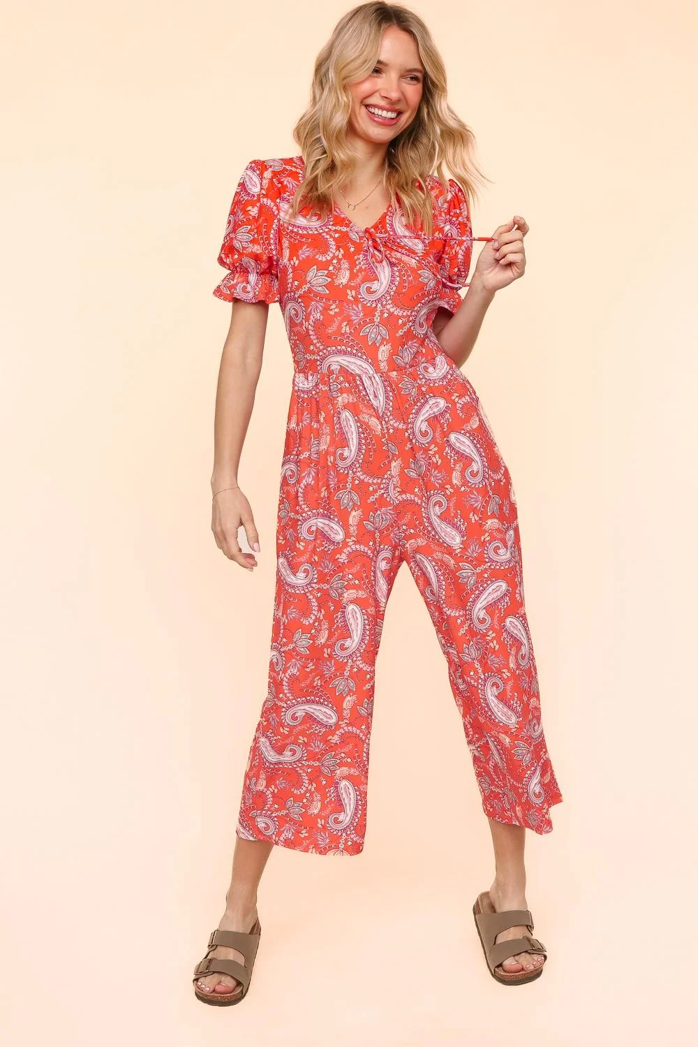 Scarlet Floral Knit Jumpsuit with Side Pockets - Image 2