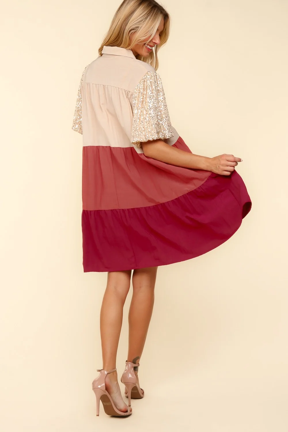 SEQUINS BUBBLE SHORT SLEEVE WITH SIDE POCKETS - Image 4