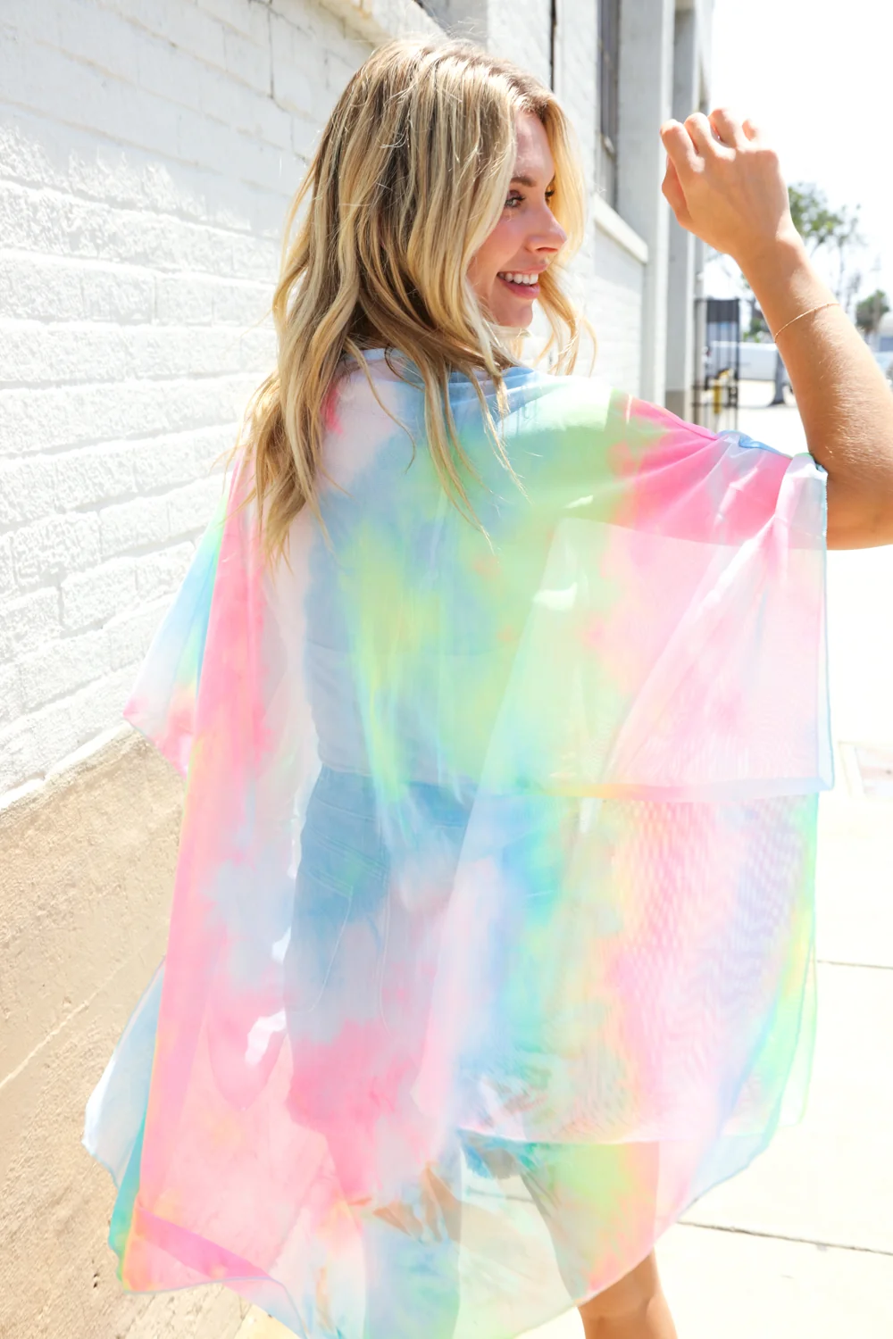 Sheer Tie Dye Kimono - Image 6