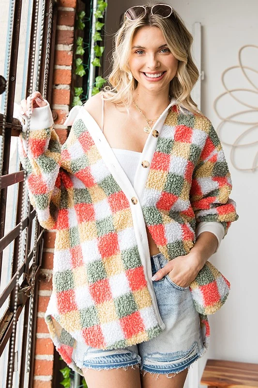 Sherpa Checkered Coat - Image 5
