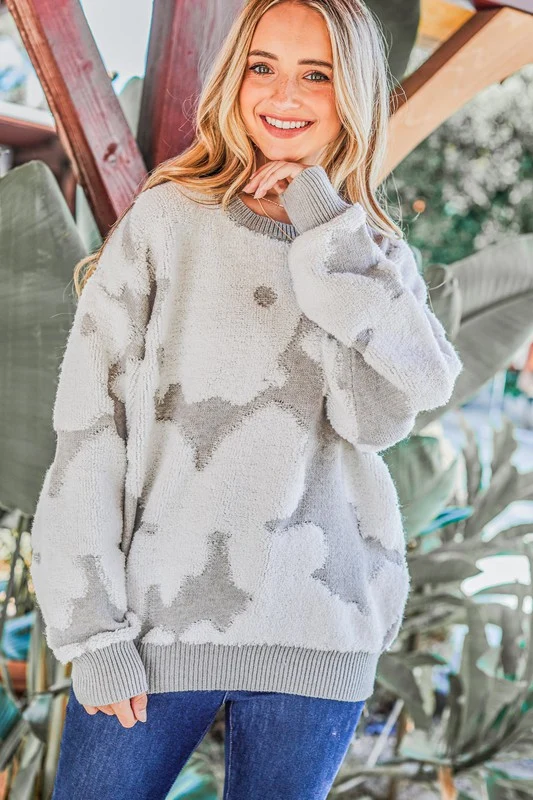 Silver Cloud Ribbed Hem Sweater - Image 3